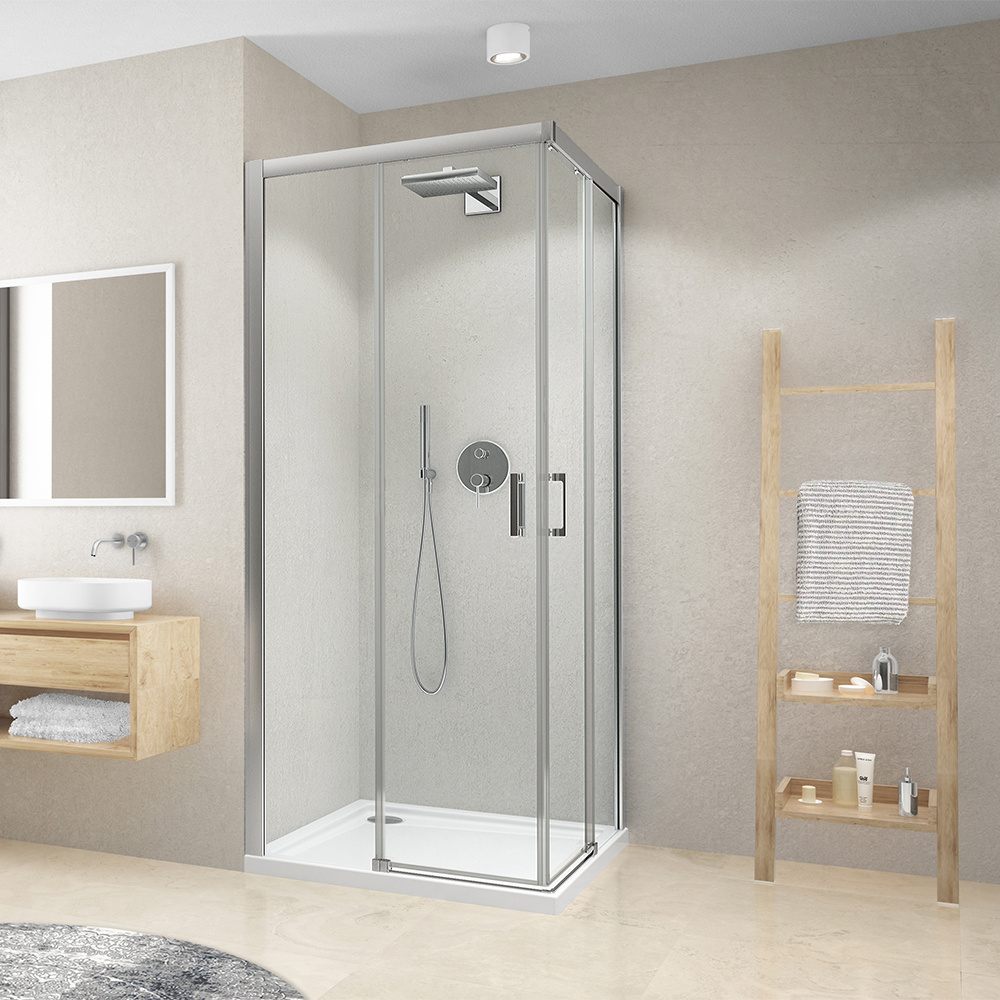 Štvorcový alebo obdĺžnikový sprchovací kút s dvojdielnymi posuvnými dverami - CI C2L+CI C2R